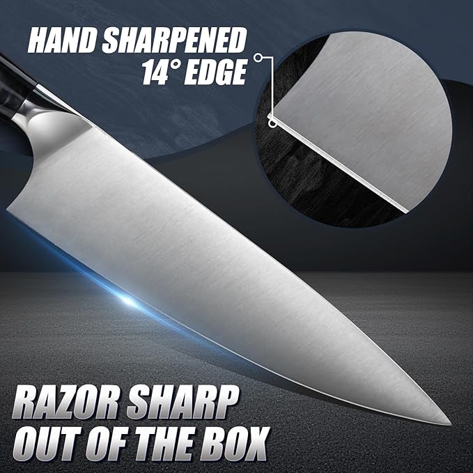 Huusk Birthday Gifts for Grandpa, Chef Knife for Kitchen, 8" Stainless Kitchen Knife with Resin Handle, Grandpa Birthday Gift, Full Tang Cooking knife, Best Grandpa Gifts with Gift Box