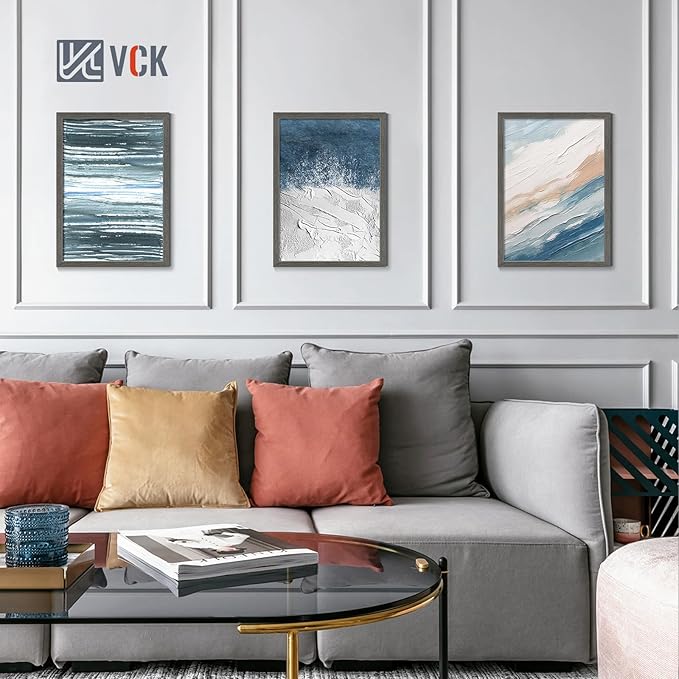 VCK 20x28 Picture Frame Set of 4 - Grey, Gallery-Quality Wood Poster Frames, 1.1-Inch Wide Border, Polished Plexiglass, Vertical or Horizontal Wall Display for Photo/Art/Prints, Grey