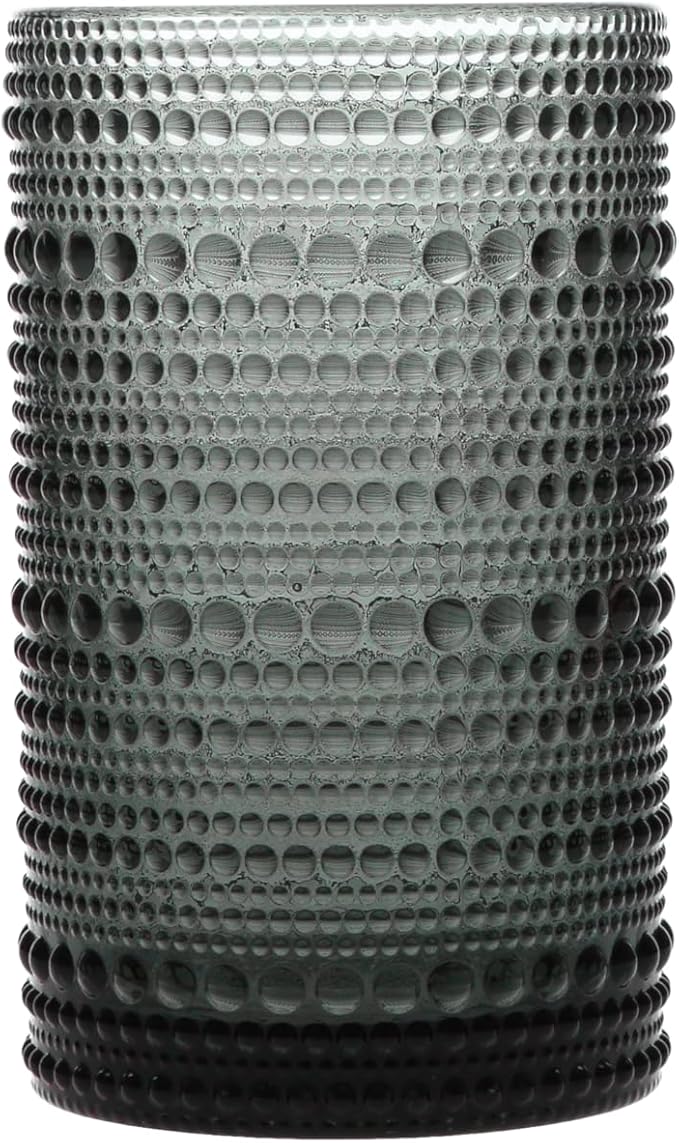 Fortessa Jupiter Beaded Hobnail Glass, 13 Ounce Iced Beverage (Set of 6), Storm