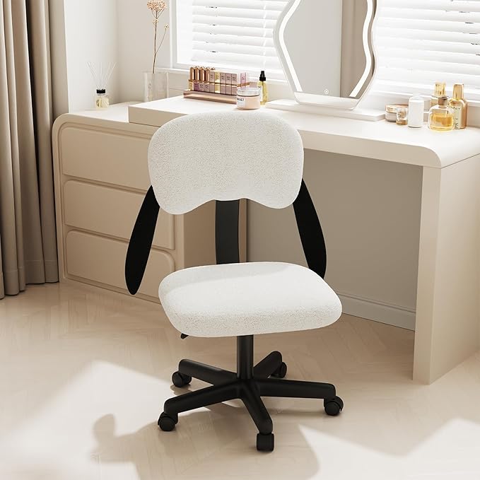 Puppy Shaped Back Kids Desk Chair, Adjustable Comfy Swivel Computer Chairs with Wheels for Kids, Cute Girls Students Vanity Chair for Bedroom Study