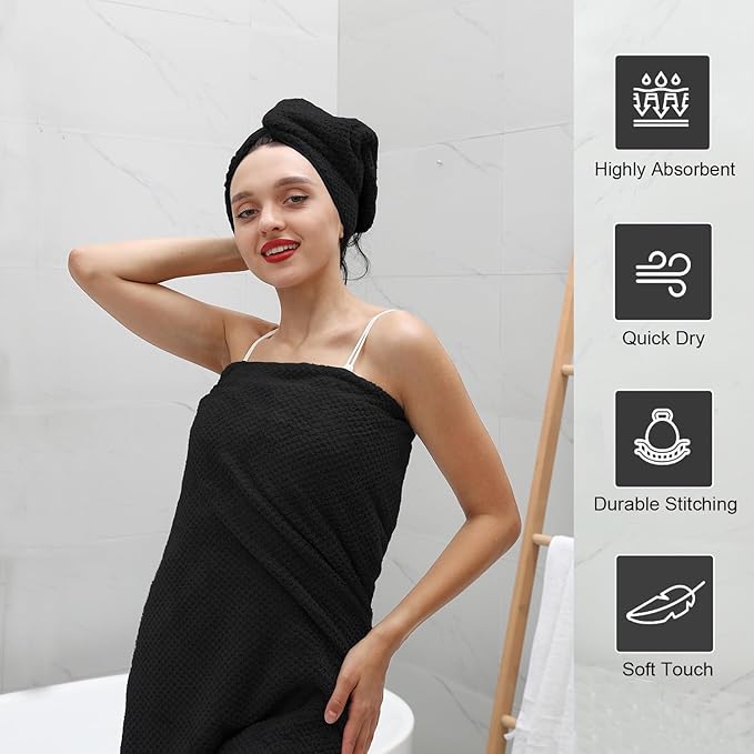 Hand Towels Set 2 Pack-16“x31”,Ultra Soft Microfibers Bathroom Towel Set Highly Absorbent Quick Dry Luxury Premium Towel Lightweight Durable Hand Towel Collection for Hotel Spa Gym Kitchen,Black