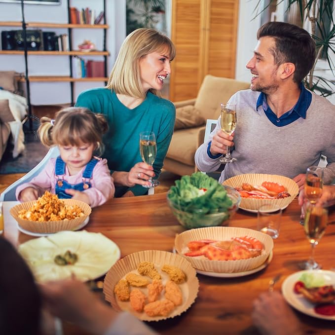 Honeydak 300 Pcs Air Fryer Disposable Paper Liner, Non-stick Air Fryer Liners, Round Parchment Paper for Cooking Baking Oil Proof Microwave Roasting Food Grade Easy Cleanup (9 Inch)