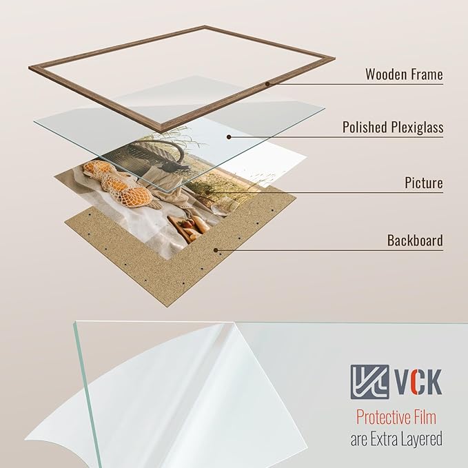 VCK 12x18 Poster Frame Set of 4 - Walnut, Gallery-Quality Wood Picture Frames, 1.1-Inch Wide Border, Polished Plexiglass, Vertical or Horizontal Wall Display for Photo/Art/Prints, Walnut