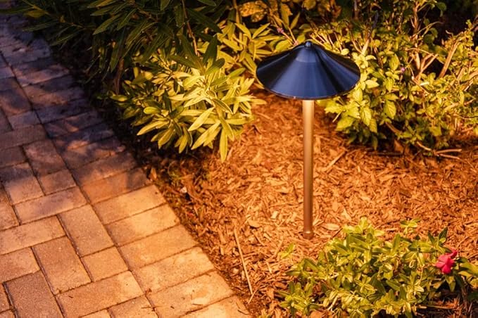 VOLT Max Spread 12V Stainless Steel Path Light (25" Tall, 9" Shade) with 3W 2700K Warm White G4 LED Bulb for Low Voltage Landscape Lighting on Outdoor Pathway, Walkway, Garden, Driveway or Patio