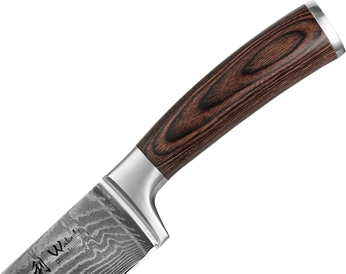 Wakoli 8-inch Damascus Chef Knife - 67-Layer VG10 Core Steel, Razor Sharp Professional Kitchen Knife with Ergonomic Pakkawood Handle, for Slicing, Dicing & All Cooking Tasks - Gift Box (EDIB)