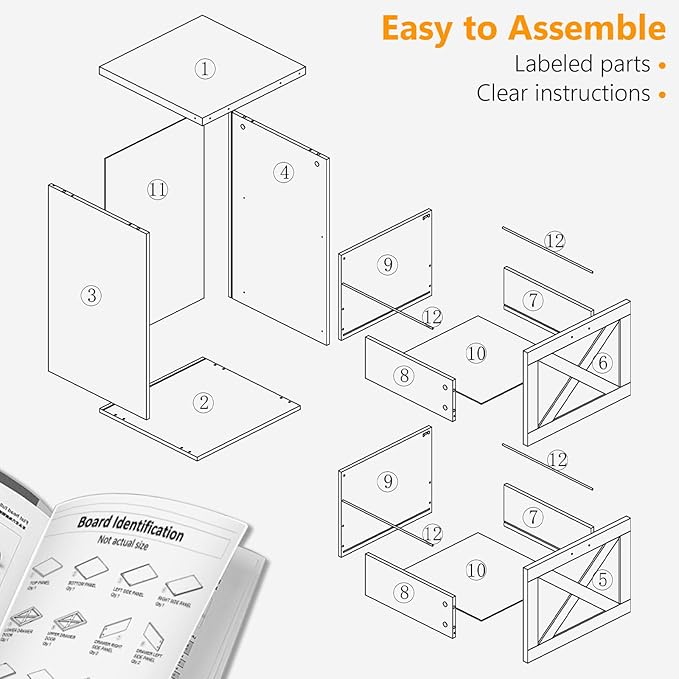 Farmhouse File Cabinet with 2 Drawers, Vertical Filing Cabinet on Wheels for Letter/A4 Size Hanging Files, Mobile File Cabinets Printer Stand for Home Office, Black