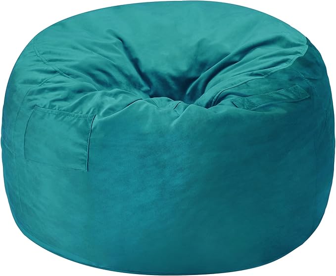 Homguava 3FT Bean Bag Chair: 3' Bean Bags with Memory Foam Filled, Large Beanbag Chairs Soft Sofa with Dutch Velet Cover-Sea Blue