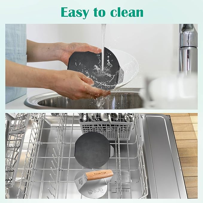 Smash Burger Press,304 Stainless Steel 6.0 Inches Round Hamburger Smasher with Anti Scald Wood Handle, Non-Stick Burger Press Perfect for Flat Top Griddle Grill Cooking (6'' Coated Press)