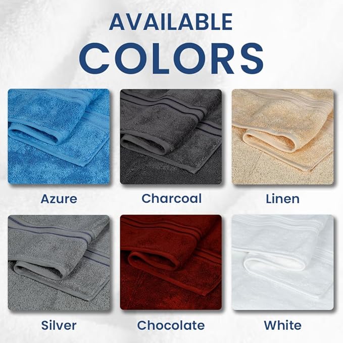 Casa Lino Set of 4 Luxury Linen Bath Towels Extra Large | 100% Soft Cotton 600 GSM Thick Absorbent Quick Dry Hotel Bathroom Towel for Home | 30"x60" | Linen