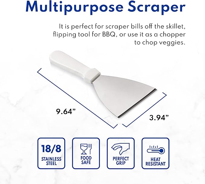 New Star Foodservice 38347 Plastic Handle Slant Edge Grill Scrapers, 4 by 8.5-Inch, White