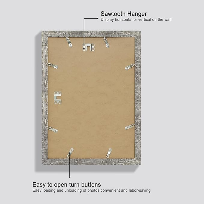 10x14 Picture Frame Set of 4 with Tempered Glass, Distressed Moss Green Frames Display 8x12 Picture with Mat or 10 x 14 Without Mat, Rustic Wood Photo Frames for Wall Mounting