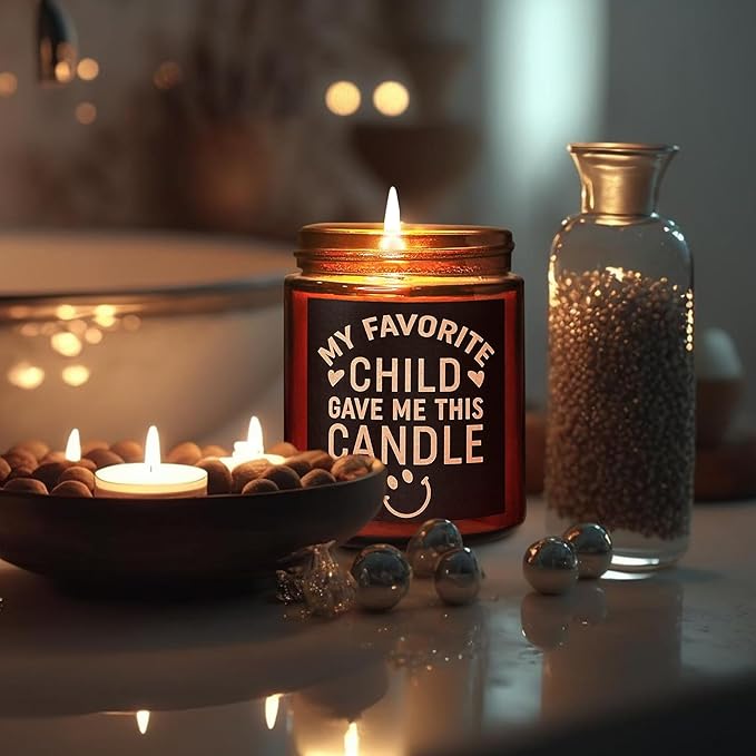 Birthday Gifts for Mom from Son, Daughter - Favorite Child Candle - Mom Candle, Funny Mother Gifts - Fun Relaxing Gift for Women - Lavender Vanilla Natural Soy Wax Candle for Home