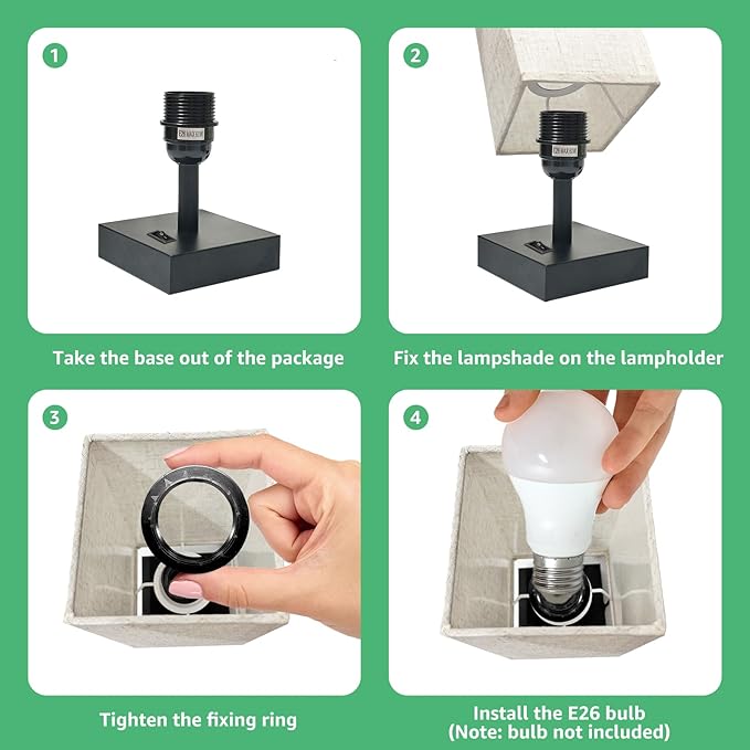 Small Lamp for Bedroom, Bedside Lamps for Night Stands, Mini Minimalist Table Lamp With Square Flaxen Fabric Shade, 11 Inch Desk Reading Lamp for Dorm Living Room Office, 1 Pack