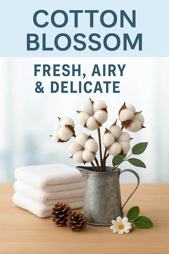 Cotton Blossom Aromatherapy Candle 12 oz | 100% All-Natural Soy Wax & Essential Oil Infused | 60+ Hour Burn Time | Pet Safe + Smoke Odor Eliminating | Handmade in U.S.A. | Non-Toxic Candles