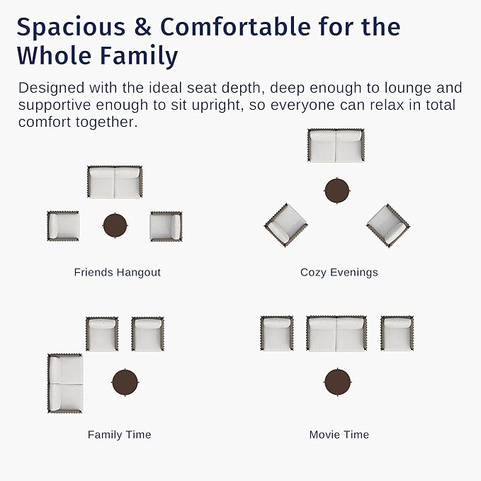 East Oak 4-Piece Patio Furniture Set | Life Chatter Outdoor Furniture | Coffee Table & Deep Seating Conversation Set with Thick Cushions | Porch, Balcony & Backyard | Chestnut & Apricot