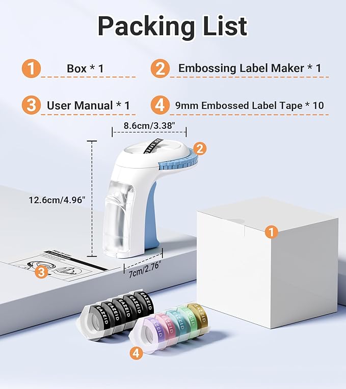 Manual 3D Label Maker Embossing, Vintage Embossed Label Maker Machine with Tapes, Embosser Labeler with 10 Rolls Embossing Label Tapes for Home Kitchen Office School, DIY & Crafting
