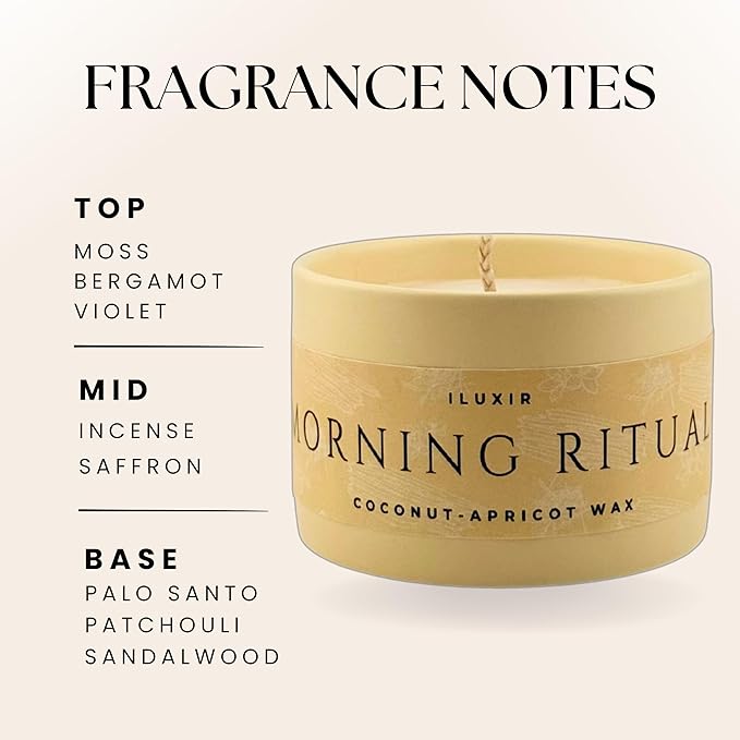 Morning Ritual Scented Candle – Earthy Moss, Palo Santo & Sandalwood – Perfect for Slow Mornings, Meditation, Yoga & Relaxation – Vegan, Phthalate-Free, Handcrafted in The USA (5 oz.)