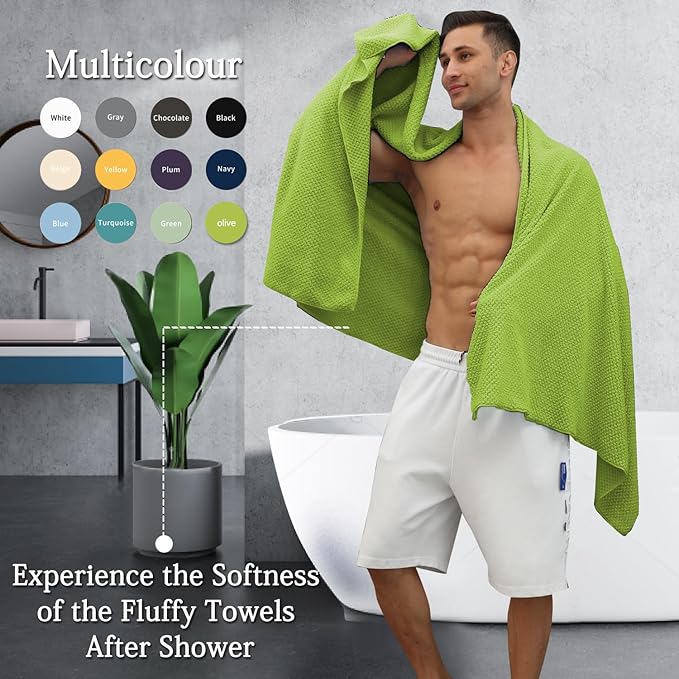Extra Large Bath Towels Set 35x70 Inches - Olive Green Luxury 600 GSM Oversized Bath Sheet Towel,Ultra Soft Microfiber - Quick Dry,Highly Absorbent Shower Towels Spa Hotel Bathroom Towel Set (4-Pack)