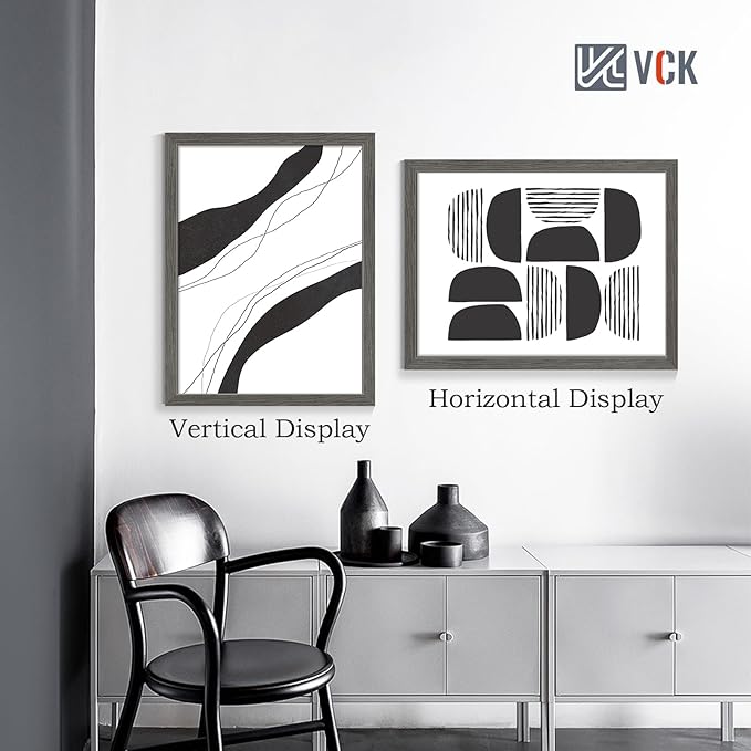 VCK 18x24 Poster Frame Set of 4 - Grey, Gallery-Quality Wood Picture Frames, 1.1-Inch Wide Border, Polished Plexiglass, Vertical or Horizontal Wall Display for Photo/Art/Prints, Grey