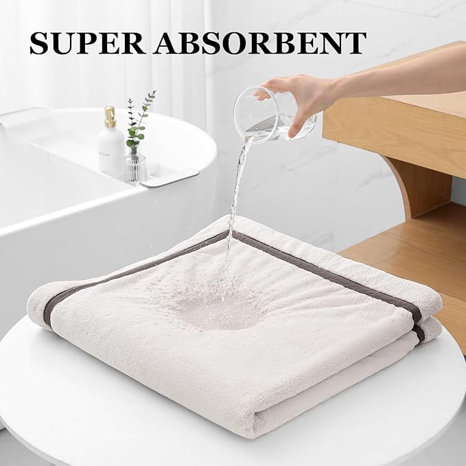 Bath Towel Set,Premium Microfiber Bathroom Towel-2 Extra Large Bath Sheets,2 Hand,2 Washcloths,Super Soft Highly Absorbent Luxury Shower Towels(Cream, 6Piece)