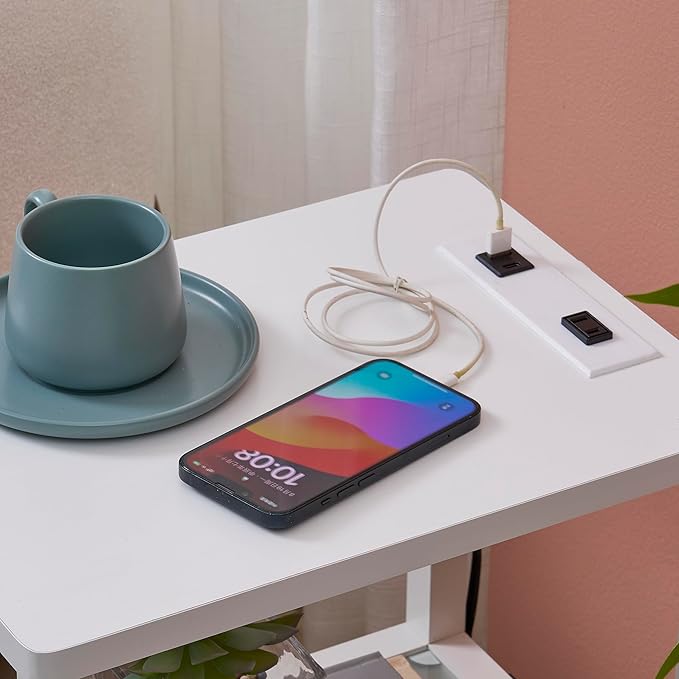 FENLO Nightstand with Charging Station, Small End Table with Charging, Side Table with Storage – Minimalist Nightstand for Bedroom or Small Spaces Flare
