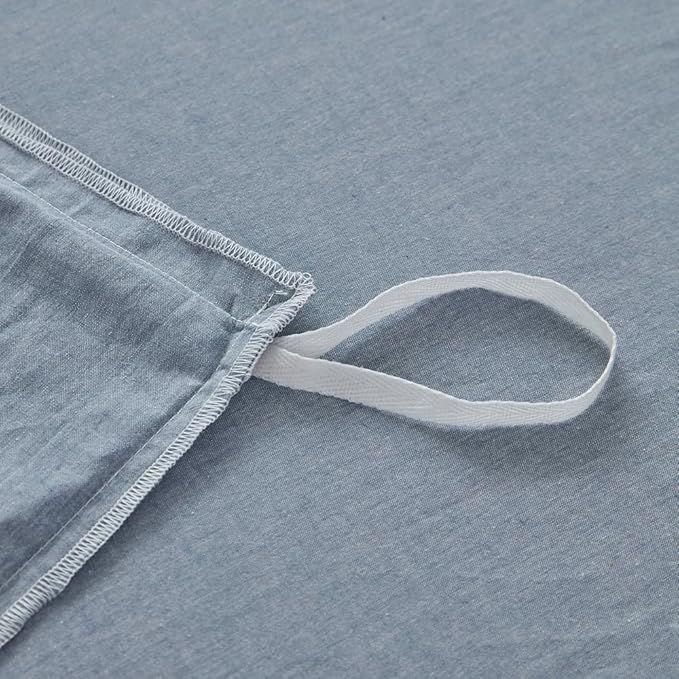 FACE TWO FACE Bedding Duvet Cover Set100% Washed Cotton Duvet Cover Linen Like Textured Breathable Durable Soft Comfy (California King, Cornflower Blue)