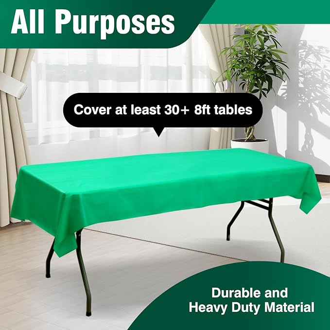Craft And Party Emerald Green Plastic Table Cover Roll, 40Inch X 300Feet Disposable Plastic Tablecloth, Banquet Rectangle Tablecover Roll