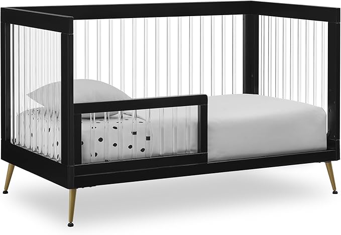 Delta Children Sloane 4-in-1 Acrylic Convertible Crib - Greenguard Gold Certified, Black/Bronze