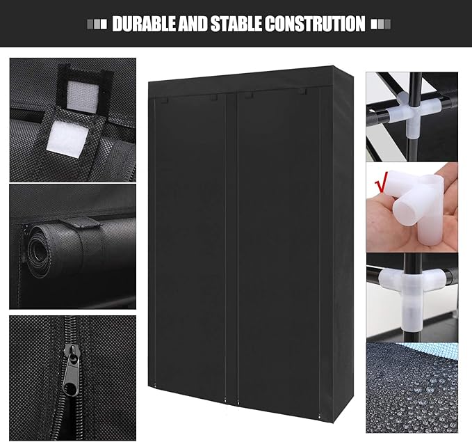 ERONE Shoe Rack Storage Organize, 28 Pairs Portable Double Row with Nonwoven Fabric Cover Shoe Shelf Cabinet for Closet