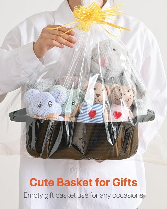 KALLAX Small Woven Basket, 12 x 8 x 4.5 Inches, Small Storage Baskets for Organizing, Gift Baskets Empty, Cute Rope Shelf Closet Storage Bins for Shelves, Dog Toy Basket, 3 Packs, Black