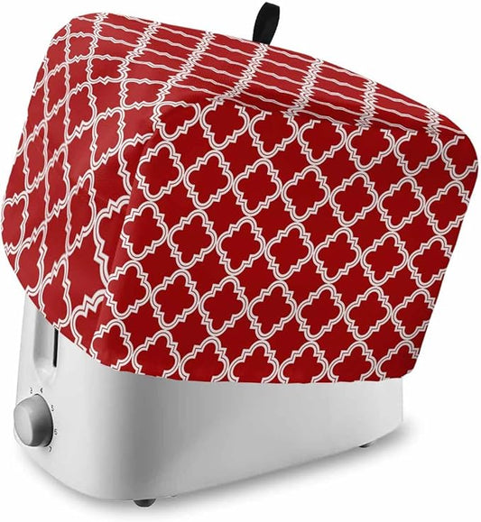 Toaster Cover 4 Slice Moroccan Pattern Toaster Oven Cover with Pockets Geometric Trellis Red Dustproof Bakeware Protector Small Kitchen Appliance Dust Covers and Fingerprint Protection for Women