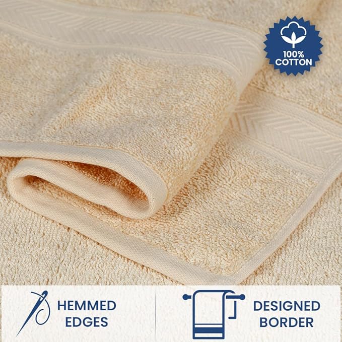Casa Lino 100% Cotton Bath Towels Set of 4 (1 Bath Towel, 1 Hand Towel & 2 Wash Cloths) - Bathroom Towels and Washcloths Set - Complete Bathroom Set - Guest Room Essentials - (Linen Brown)