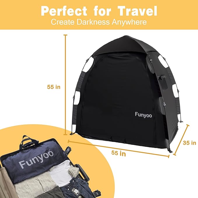 Blackout Tent for Babbies and Toddlers, One Click Setup Baby Travel Crib Tent, Blackout Cover for Mini Crib and Pack N Play