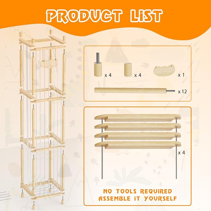 Stuffed Animal Storage , Wooden Stuffed Animal Storage with High Elastic Rope, Large Stuffed Animal Zoo for Nursery Playroom Bedroom (log color)