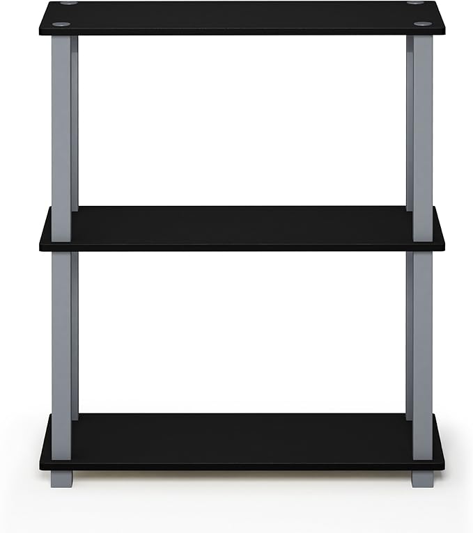 Furinno Turn-S-Tube 3-Tier Compact Multipurpose Shelf 2-Pack, Black/Grey