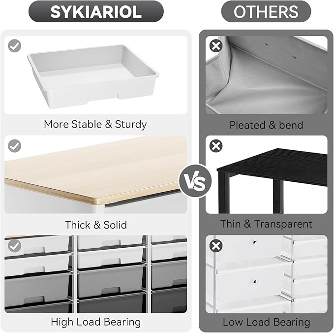Storage Cabinet with 12 Drawers, Home Storage With Wooden Tabletop, Cube Storage Organizer for Living Room, Bedroom, Classroom, Office, Playroom, Craft Room, (Grey)