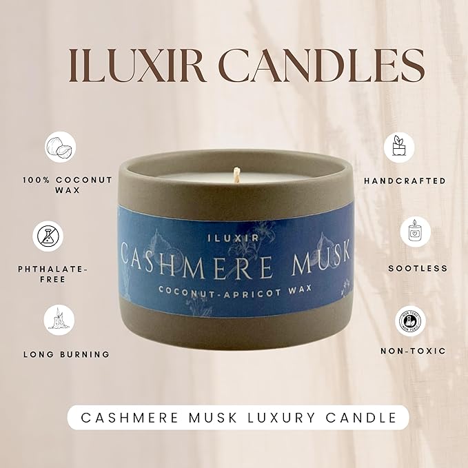 Cashmere Musk Luxury Candle – Cozy & Elegant Scent with Amber, Vetiver & Florals – Phthalate-Free, Vegan, Handcrafted, Cruelty-Free Candle for Home, Office & Gifting (5 oz.)