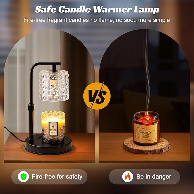 TantaScent Electric Candle Warmer Lamp in Vintage Birdcage Design with Timer – Scented Jar Candle Melter for Home Decor, Housewarming, Birthday, and Christmas (Includes 2 Bulbs) (Diamond Grid)