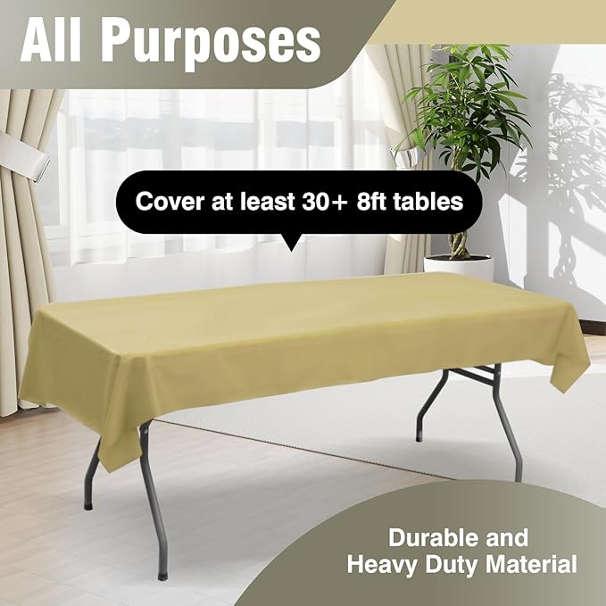 Craft And Party Gold Plastic Table Cover Roll, 40Inch X 300Feet Disposable Plastic Tablecloth, Banquet Rectangle Tablecover Roll