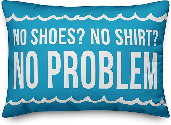 Welcome to The Pool Indoor/Outdoor Pillow | Decorative Pillows for Living Room Couch Bed Sofa Patio, Fluffy Soft Cushion | Water Resistant Blue, 14x20