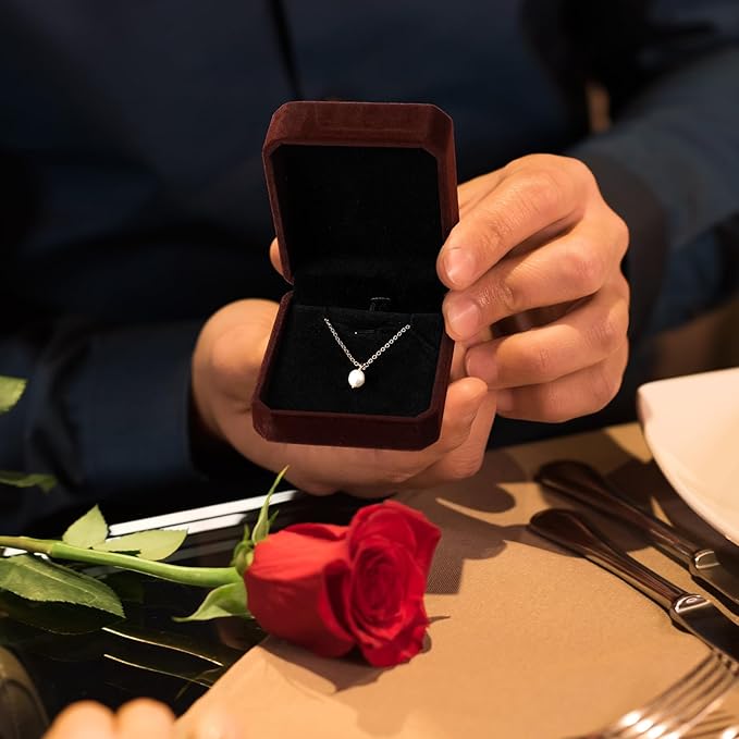 Sureio 24 Pcs Velvet Necklace Ring Boxes Bulk Earring Pendant Jewelry Gift Display Case for Proposal Anniversary Wedding Engagement Birthday Gift(Coffee)