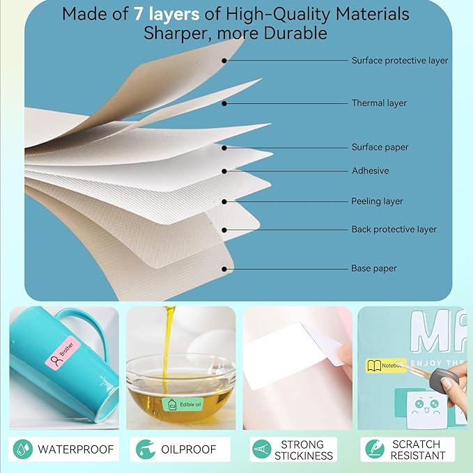 Label Maker Tape Refill 12mm 0.47, Standard Laminated Thermal Label Tape Replacement, 0.47"×1.57"(12×40mm) 1650 Labels/10Rolls/Pack, High Definition Labeling Tape for Home Office School Hotel