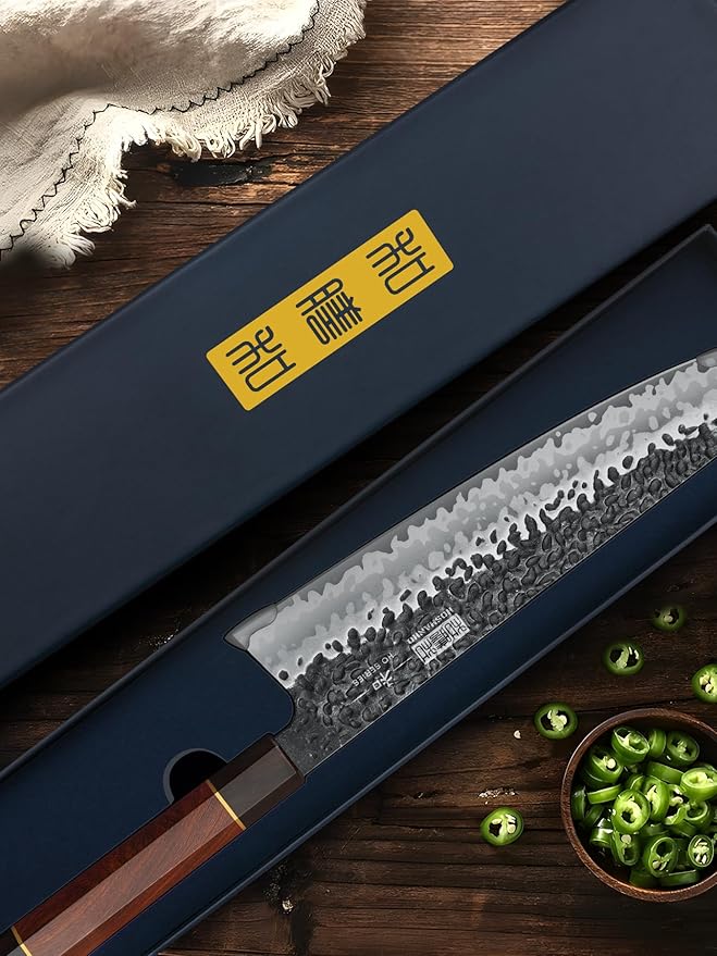 9 Inch Kiritsuke Chef Knife, Japanese Hand Forged 9 Layers 10Cr15CoMoV High Carbon Steel Kitchen Knife, Professional Chef's Knife with Ergonomic Rosewood Handle