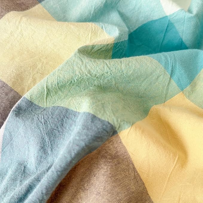 FACE TWO FACE Bedding Duvet Cover Set100% Washed Cotton Duvet Cover Linen Like Textured Breathable Durable Soft Comfy (Queen, Yunxi Blue)