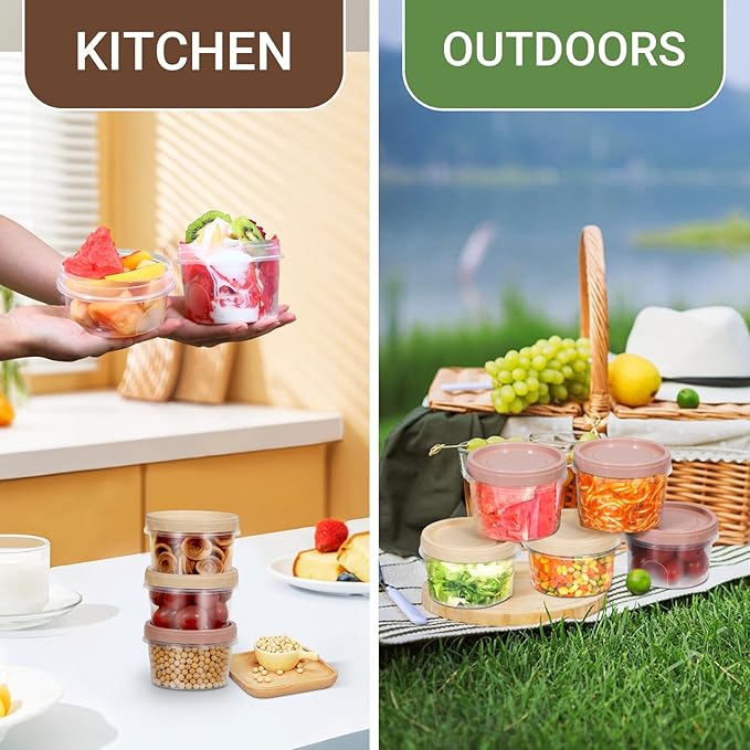 ASEVAT10oz+16oz Round Plastic Storage Containers With Lids Kitchen, Food Storage Container with Lid, Microwave Safe Bowls With Lids, Freezer Safe Jar, Slime, Soup, BPA Free Stackable