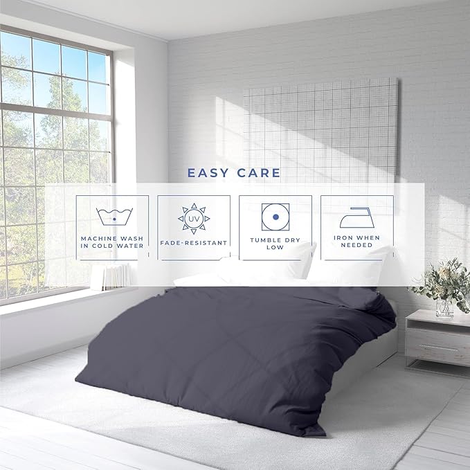 Kotton Culture 3 Pc Twin Size Duvet Cover Set- 100% Egyptian Cotton Sateen 600 Thread Count Ultra Soft Premium Durable Comforter Cover Zipper Closure & Corner Ties (Dark Grey, Twin/Twin XL 68" X 90")