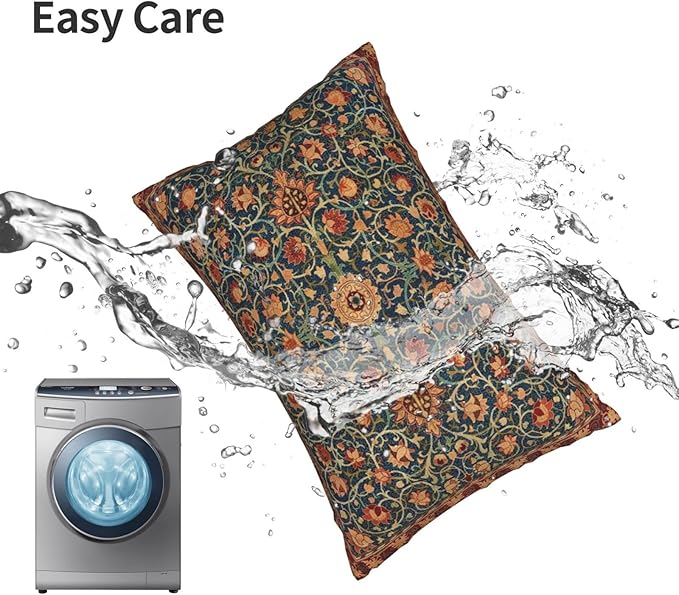 Boho Floral Pillow Covers 12x20 Set of 2, William Morris Flower Pattern Design Decorative Throw Pillows Bohemian Vintage Farmhouse Cushion Pillow Covers for Sofa Couch Bed Outdoor Decor