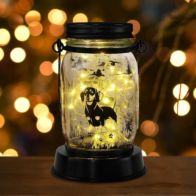styleonme Decor Mobile Outdoor, Solar Waterproof Dachshund Lights, Gifts for Mom Women Grandma, Dog Lovers Gifts, Hanging Dachshund Lanterns with Stake for Yard Corridor Garden Decor