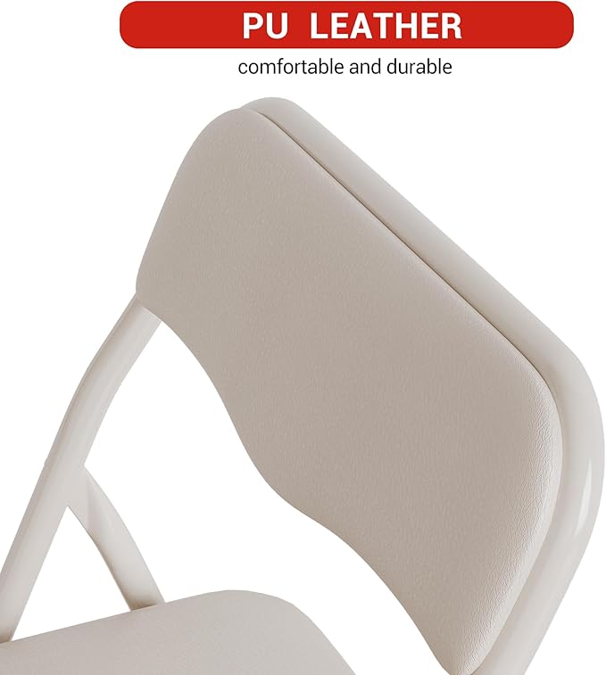 GarveeHome Boys and Girls Folding Table and Chair Set of 3, Featuring a Portable Table and Chairs with Soft Pu Cushions. No Assembly is Required, Perfect for Eating, Reading and Playing,Beige.