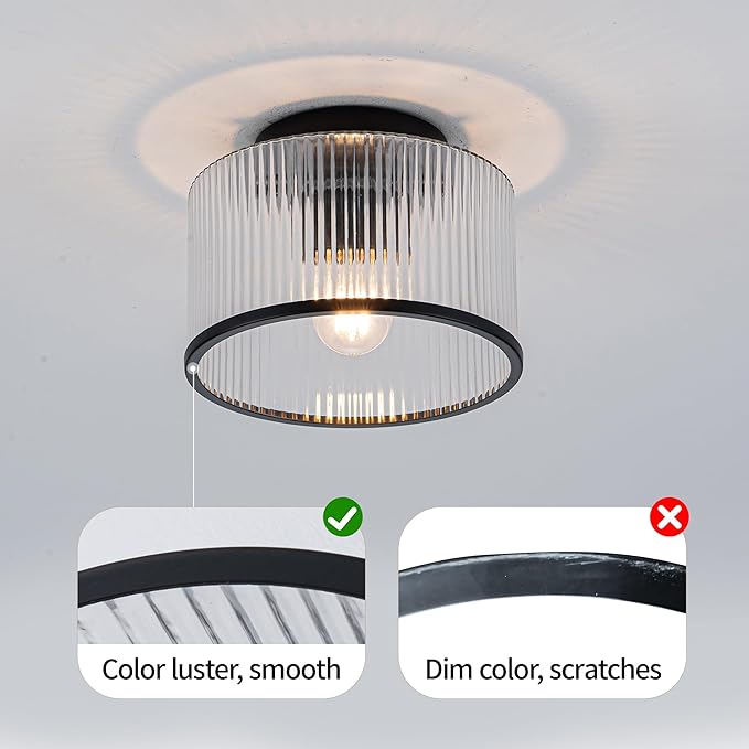MAYNA Modern Black Semi Flush Mount Ceiling Light Fixture, 1-Light Hallway Light Fixtures Ceiling Mount, Dimmable Kitchen Lighting Fixtures Ceiling Lights for Bedroom Bathroom Dining Room Entryway